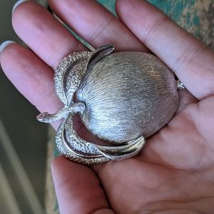 Vintage Sarah Coventry Silver-Tone Apple Brooch Pin with Necklace Pendant
